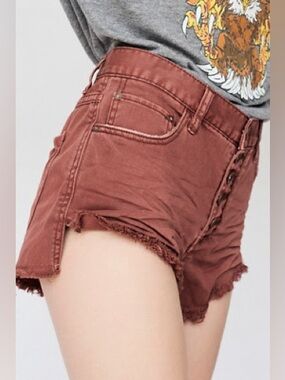 Free People Runaway Slouch Cutoffs in Sienna low rise 24